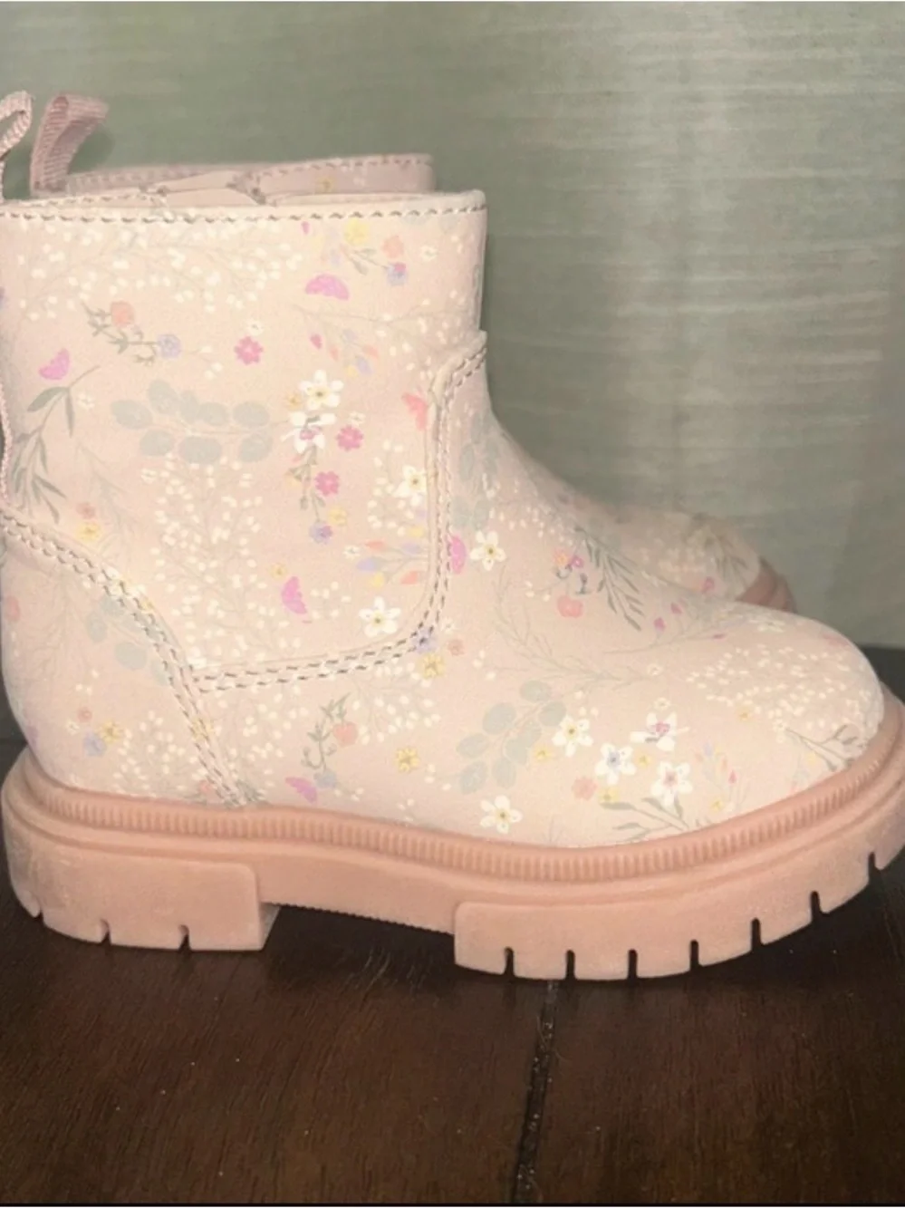 Cat & Jack Pink Floral Girls' Ankle Boots